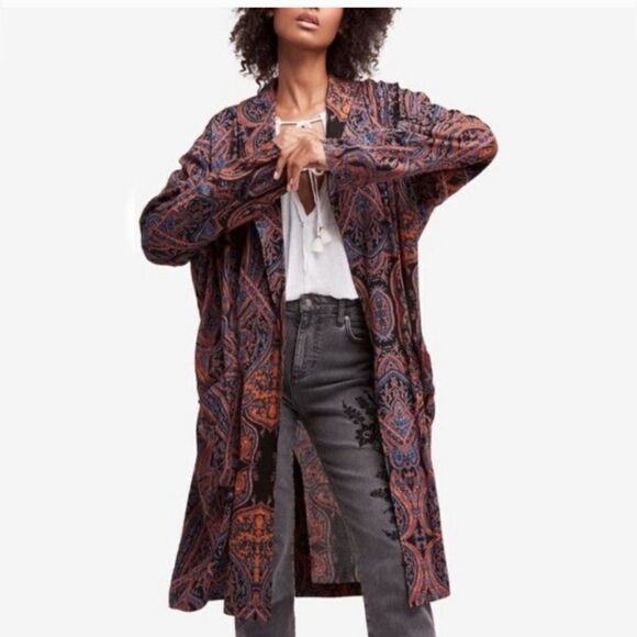 free people  half moon open front paisley duster size S - Picture 8 of 10